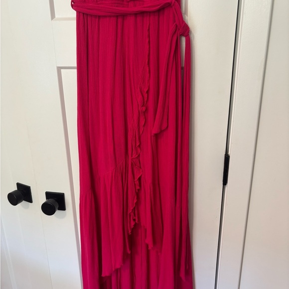 Lulu's 💗 Crinkle Faux Wrap Midi Dress – Size L (Gently Worn, No Tags) - Picture 5 of 6
